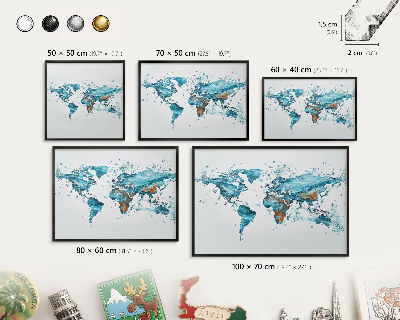 Tableau magnétique encadré de couleur noire Carte de l'eau