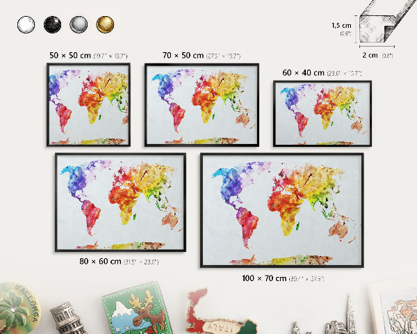 Panneau pour aimants souvenirs cadre noir Carte des couleurs