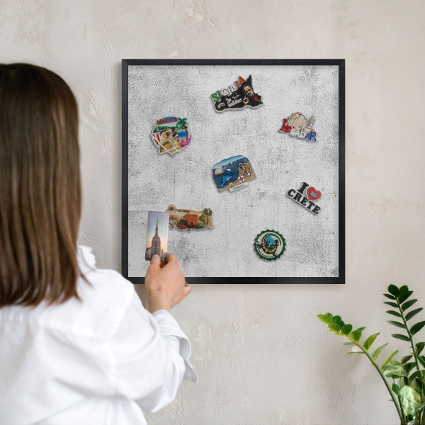 Tableau magnétique encadré de couleur noire Béton brut