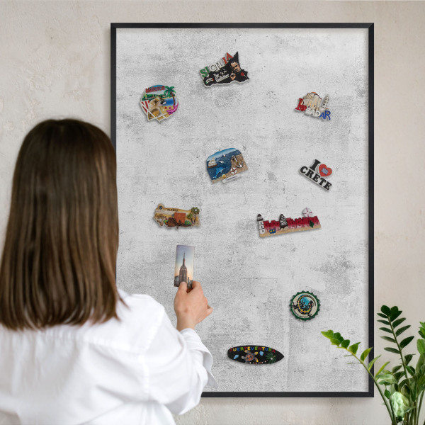 Tableau magnétique encadré de couleur noire Béton brut