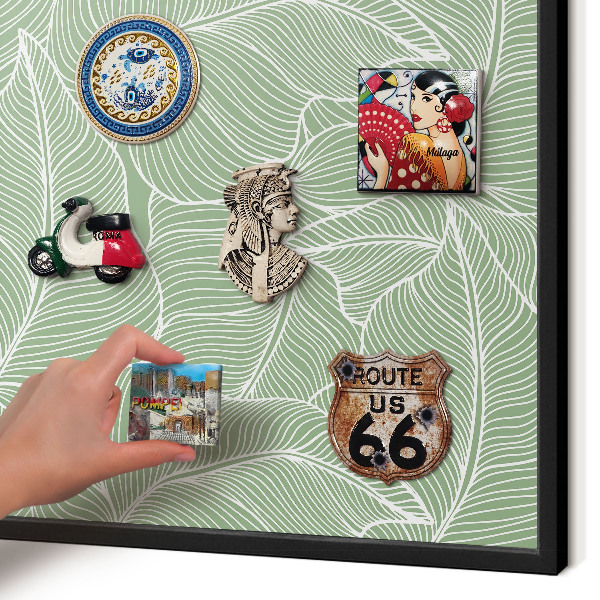 Panneau pour aimants souvenirs cadre noir Feuilles tropicales