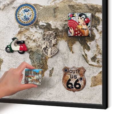 Panneau pour aimants souvenirs cadre noir Carte en relief