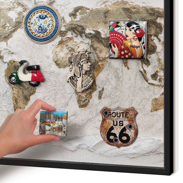 Panneau pour aimants souvenirs cadre noir Carte en relief