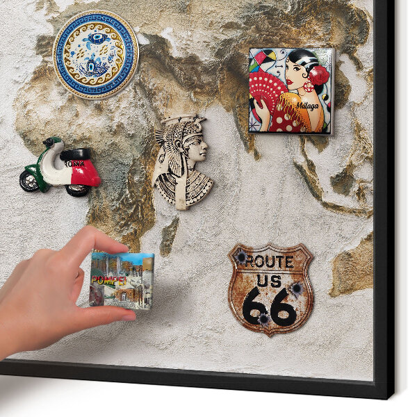Panneau pour aimants souvenirs cadre noir Carte en relief