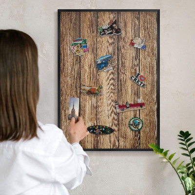 Tableau magnétique encadré de couleur noire Texture bois