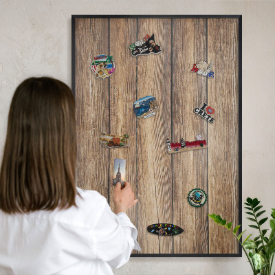 Tableau magnétique encadré de couleur noire Texture bois