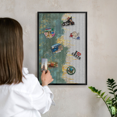 Panneau pour aimants souvenirs cadre noir Abstraction turquoise