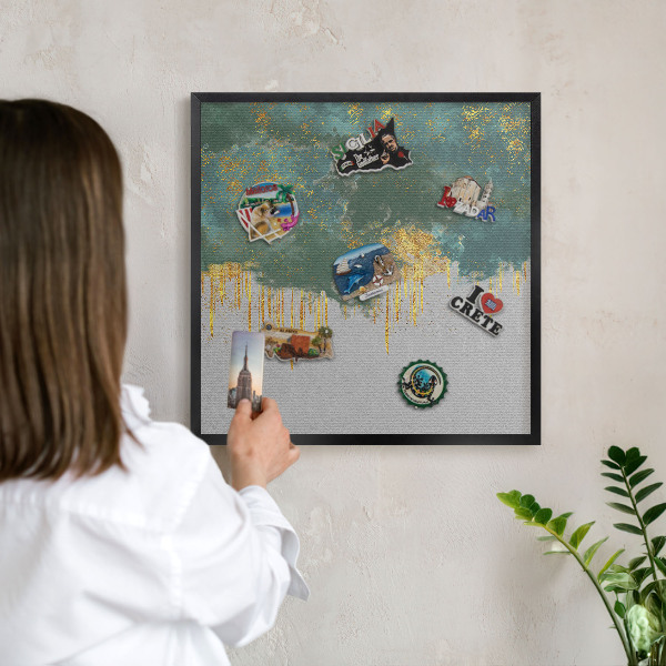 Panneau pour aimants souvenirs cadre noir Abstraction turquoise