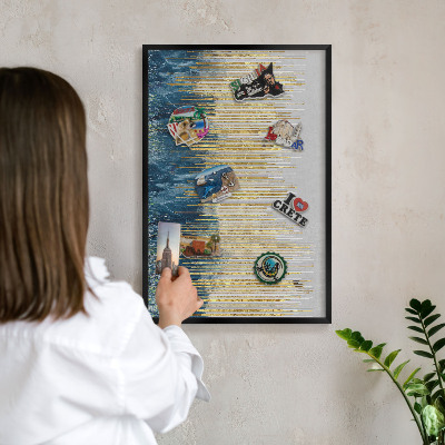 Tableau magnétique encadré de couleur noire Forêt abstraite