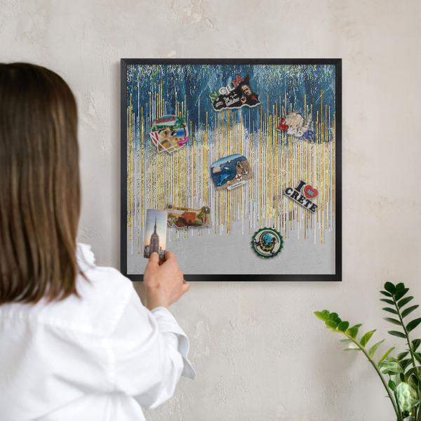 Tableau magnétique encadré de couleur noire Forêt abstraite
