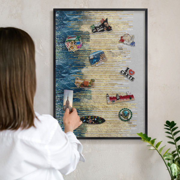 Tableau magnétique encadré de couleur noire Forêt abstraite