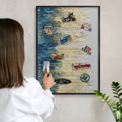 Tableau magnétique encadré de couleur noire Forêt abstraite