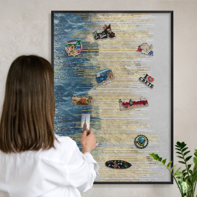 Tableau magnétique encadré de couleur noire Forêt abstraite
