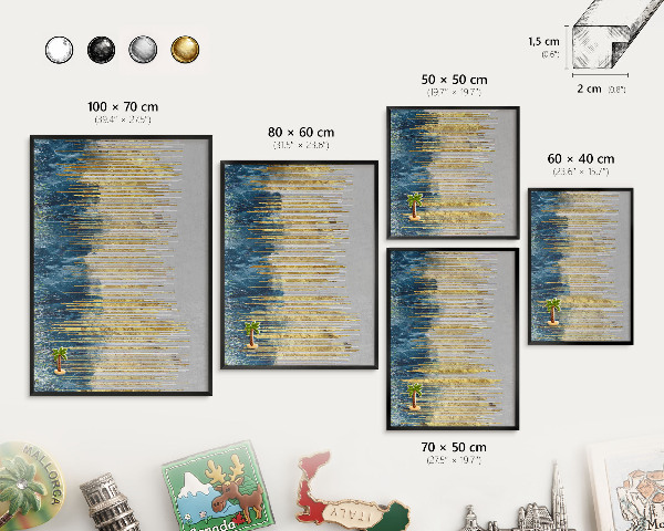 Tableau magnétique encadré de couleur noire Forêt abstraite