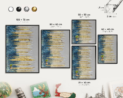 Tableau magnétique encadré de couleur noire Forêt abstraite