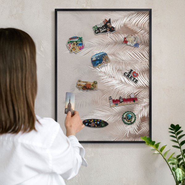 Tableau magnétique encadré de couleur noire La nature des feuilles
