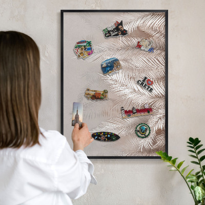 Tableau magnétique encadré de couleur noire La nature des feuilles
