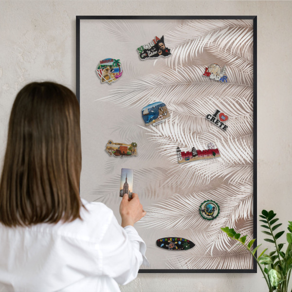 Tableau magnétique encadré de couleur noire La nature des feuilles