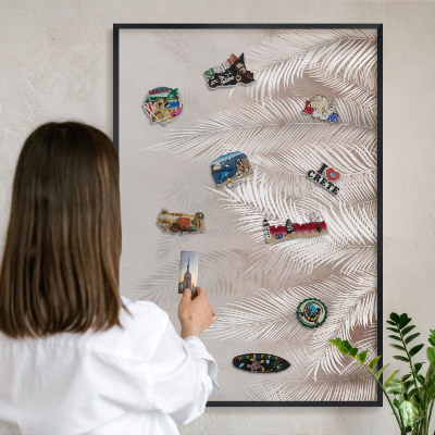 Tableau magnétique encadré de couleur noire La nature des feuilles