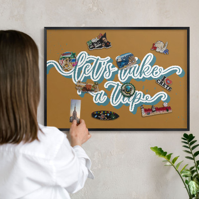 Tableau magnétique encadré de couleur noire Voyage de rêve