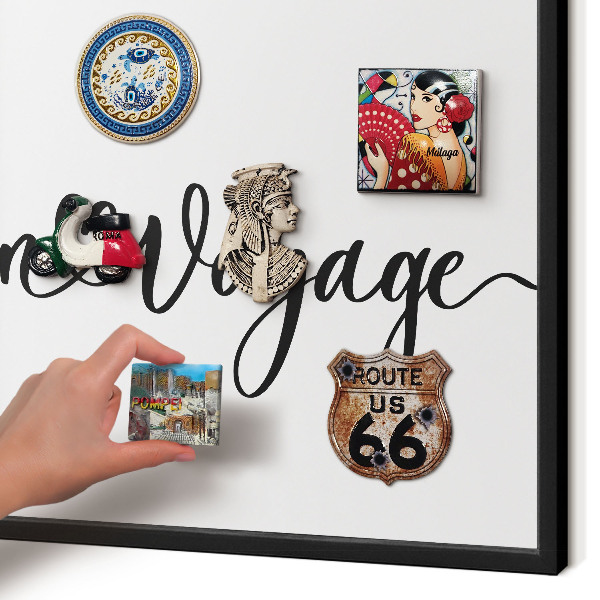 Tableau magnétique encadré de couleur noire Bon voyage