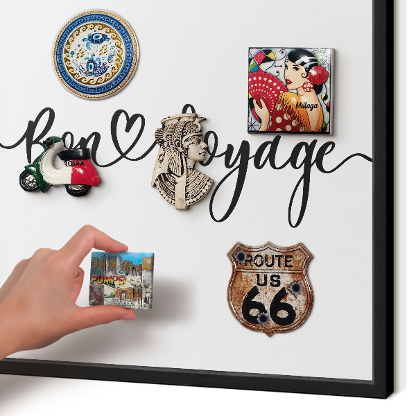 Tableau magnétique encadré de couleur noire Bon voyage