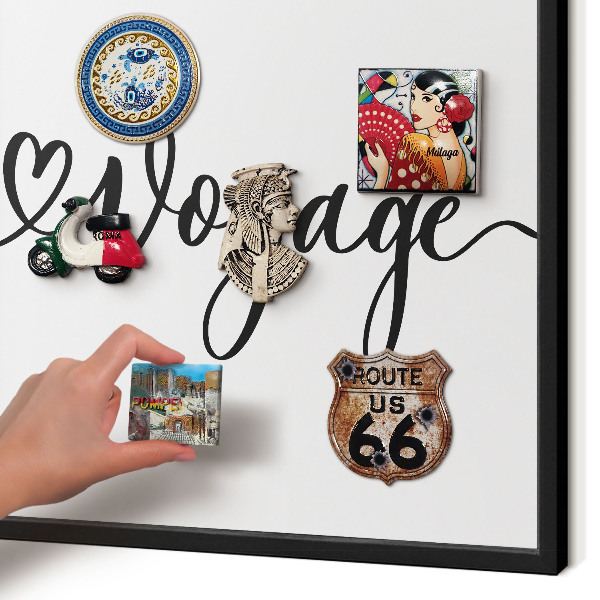 Tableau magnétique encadré de couleur noire Bon voyage