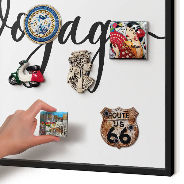 Tableau magnétique encadré de couleur noire Bon voyage