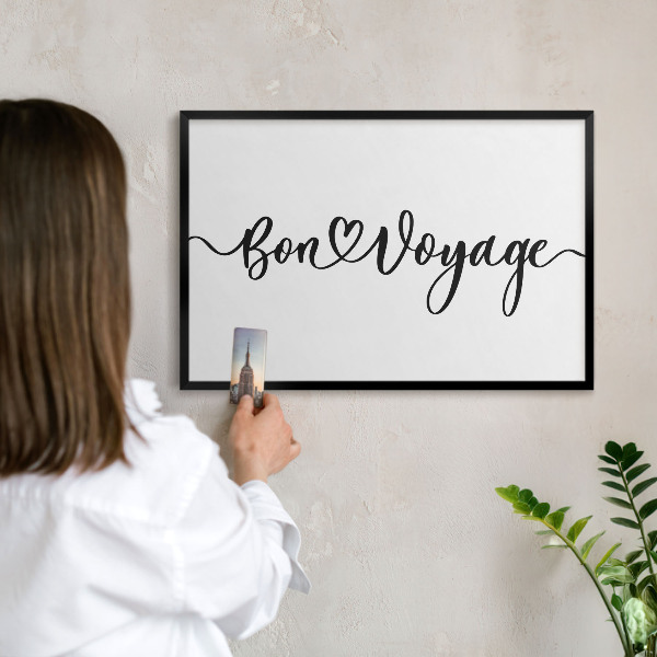Tableau magnétique encadré de couleur noire Bon voyage