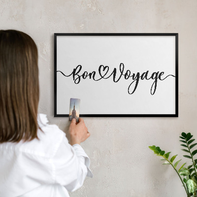 Tableau magnétique encadré de couleur noire Bon voyage