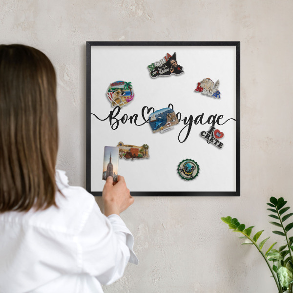 Tableau magnétique encadré de couleur noire Bon voyage