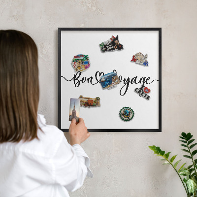 Tableau magnétique encadré de couleur noire Bon voyage