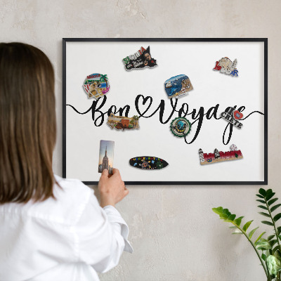 Tableau magnétique encadré de couleur noire Bon voyage