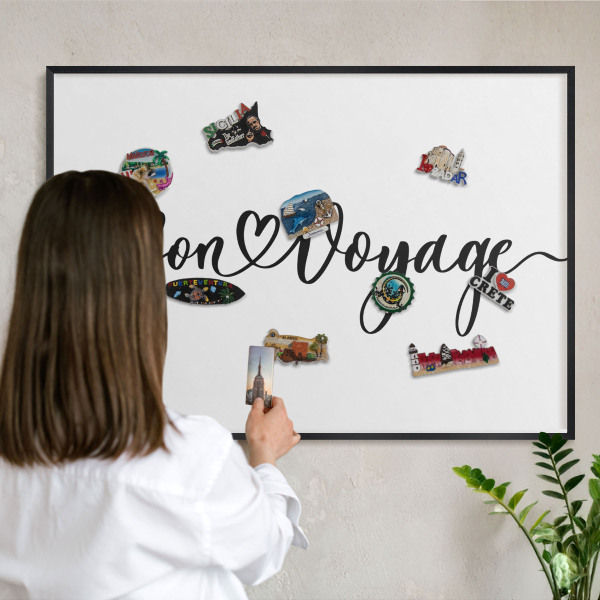 Tableau magnétique encadré de couleur noire Bon voyage