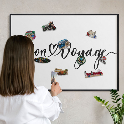Tableau magnétique encadré de couleur noire Bon voyage