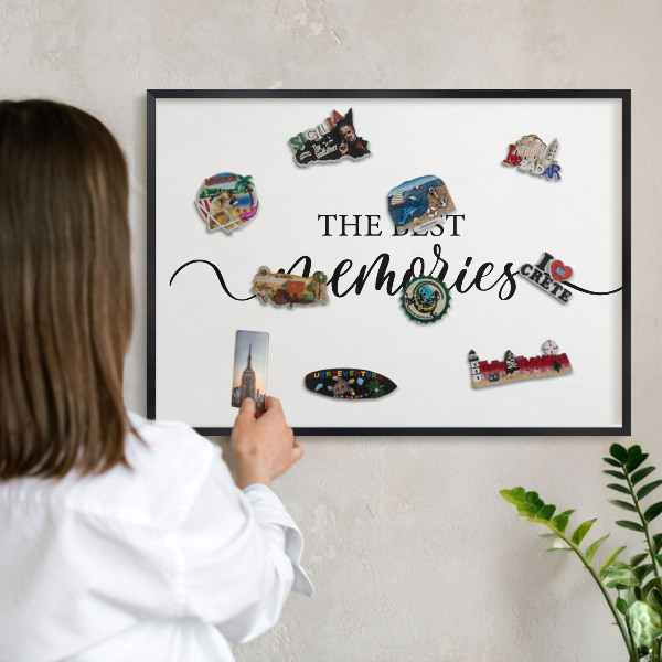 Tableau magnétique encadré de couleur noire Des souvenirs inspirants