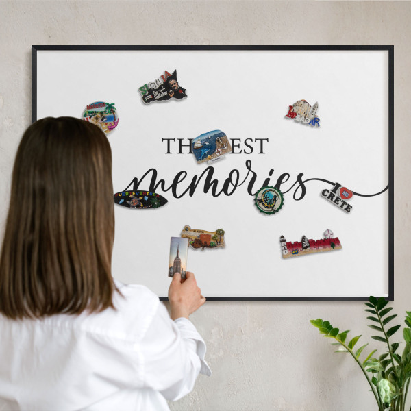 Tableau magnétique encadré de couleur noire Des souvenirs inspirants