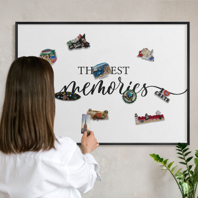Tableau magnétique encadré de couleur noire Des souvenirs inspirants