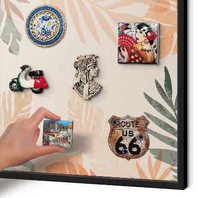 Tableau magnétique encadré de couleur noire Feuilles tropicales