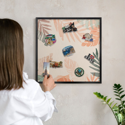 Tableau magnétique encadré de couleur noire Feuilles tropicales