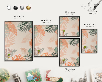Tableau magnétique encadré de couleur noire Feuilles tropicales