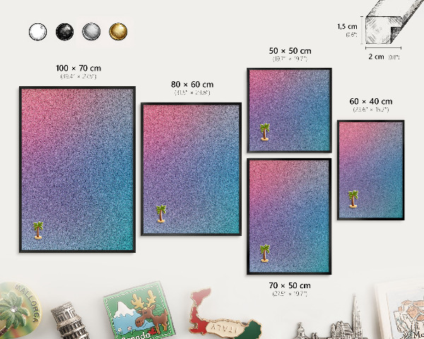 Tableau magnétique encadré de couleur noire Dégradé coloré