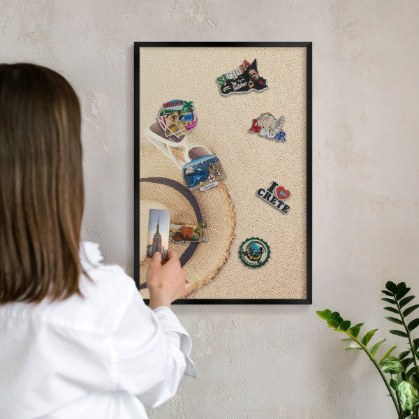 Tableau magnétique encadré de couleur noire Plage d'été