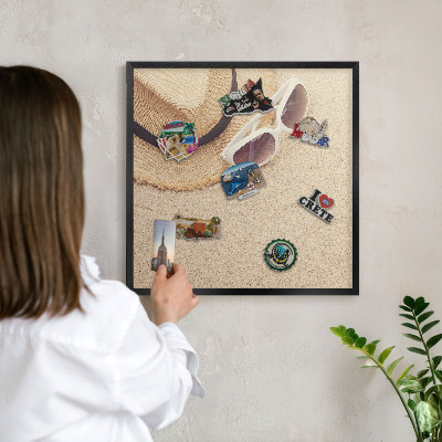 Tableau magnétique encadré de couleur noire Plage d'été