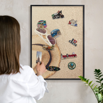 Tableau magnétique encadré de couleur noire Plage d'été