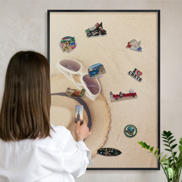 Tableau magnétique encadré de couleur noire Plage d'été