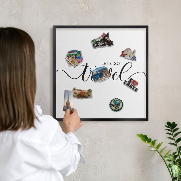 Tableau magnétique encadré de couleur noire Voyageons ensemble