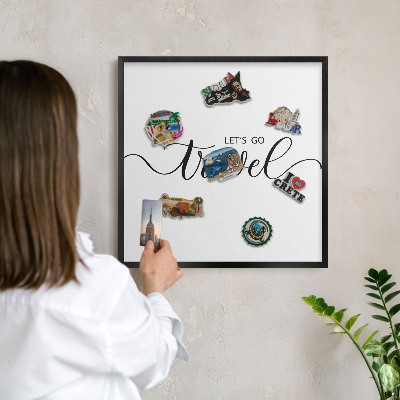 Tableau magnétique encadré de couleur noire Voyageons ensemble