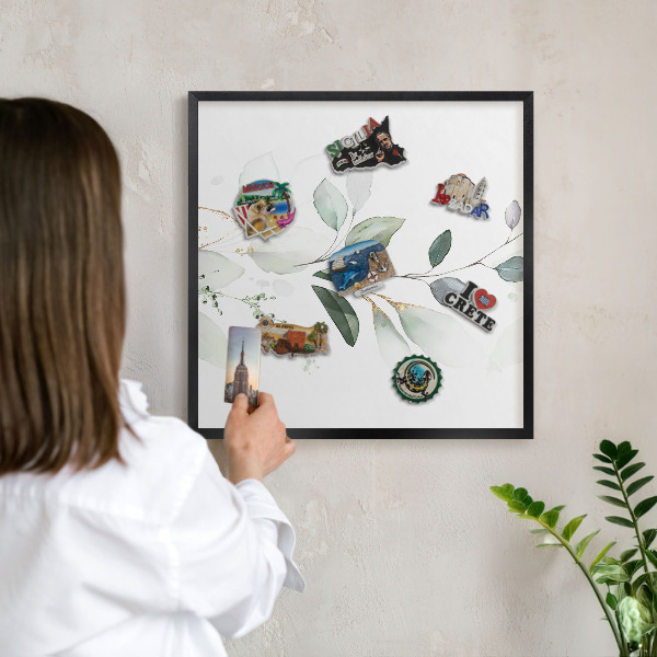 Tableau magnétique encadré de couleur noire Élégance botanique