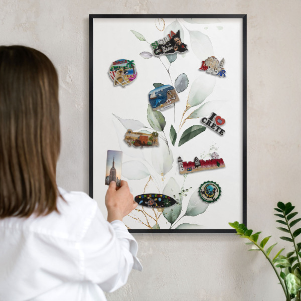 Tableau magnétique encadré de couleur noire Élégance botanique